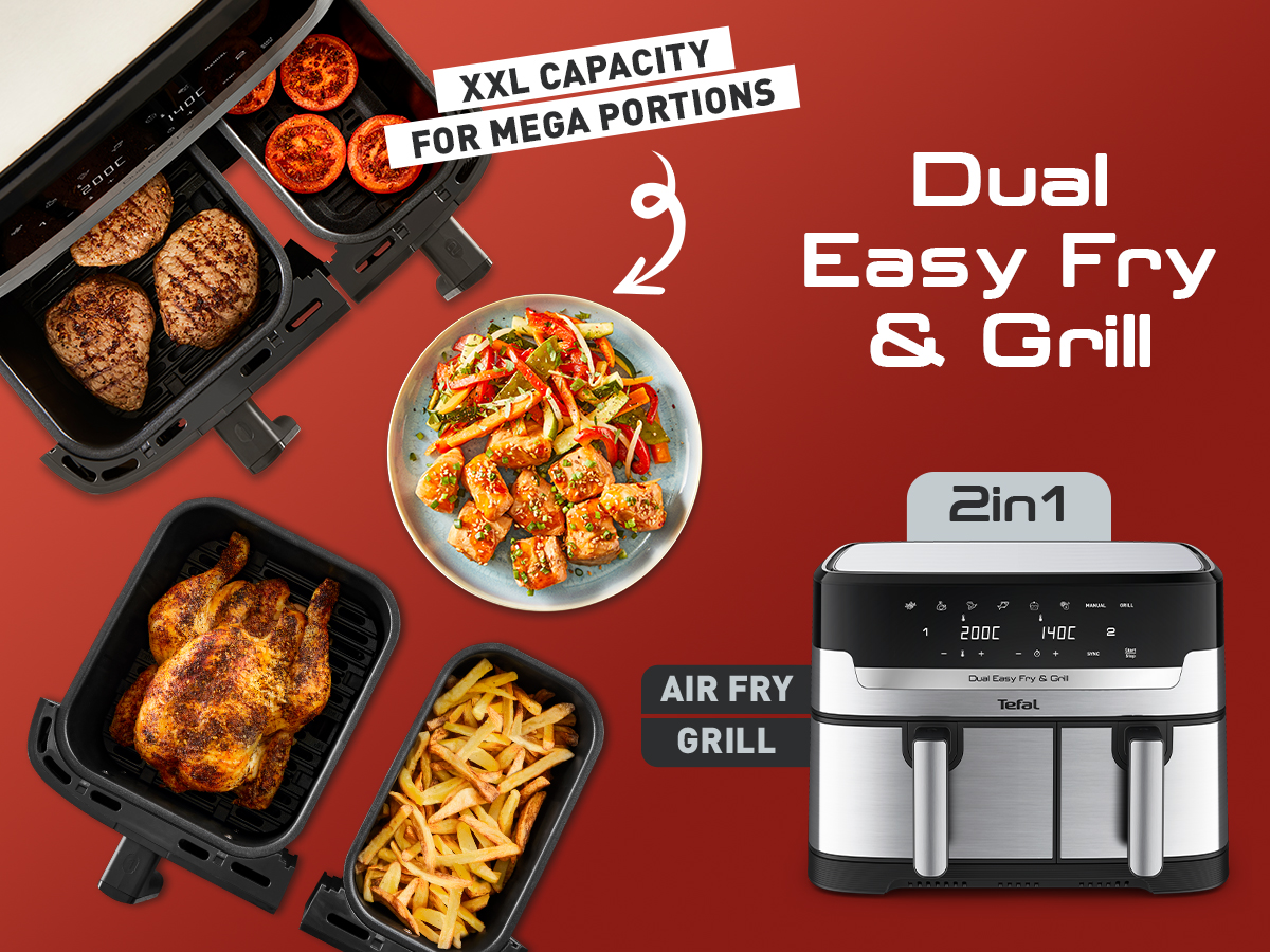 Dual Easy Fry & Grill EZ905D20 Air Fryer - 8 programmes - 5,2L + 3,1L, Air  fryers