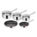 Jamie Oliver by Tefal Cook's Direct E304S544 5-Piece Pan Set - Stainless Steel
