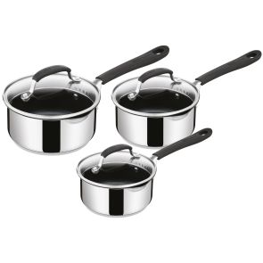 Jamie Oliver by Tefal Quick and Easy E303S344 3-Piece Saucepan Set - Stainless Steel